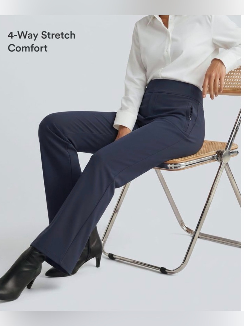 HALARA Navy Wide-Leg Pull-On Pants